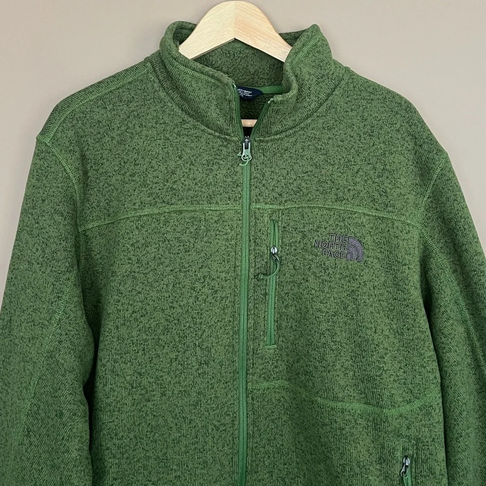 {The North Face} Gordon Lyons Full Zip Fleece Lined Jacket in Green Heather - Me